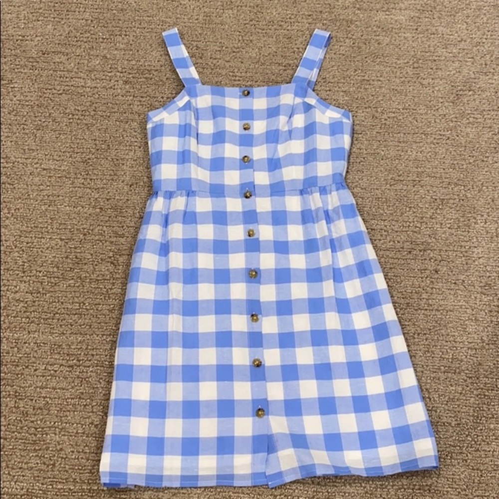 J crew linen dress Blue Gingham